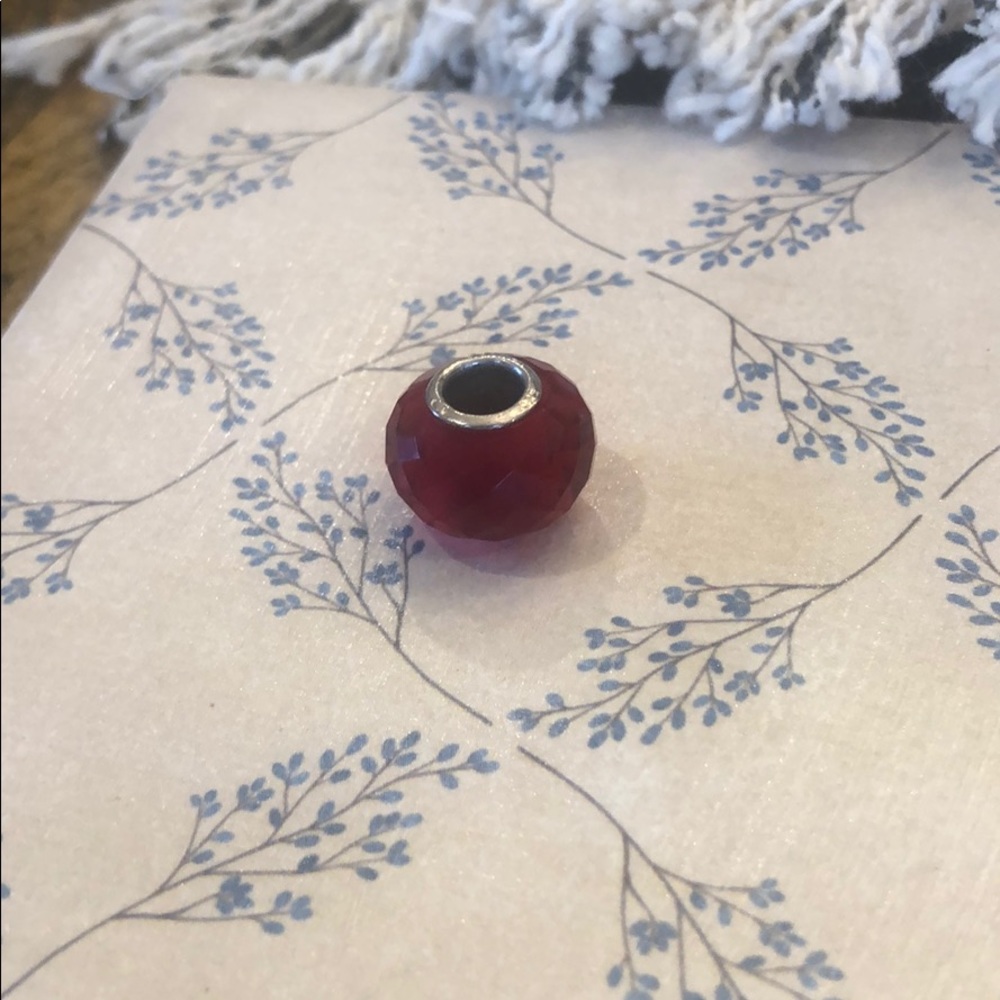 Red cut glass bead fits pandora, chamilia bracelet